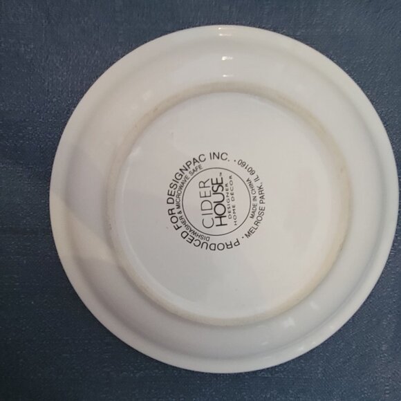 Set Of 6 Cider House Round Ceramic Plates With French Bistro Designs - Picture 3 of 5